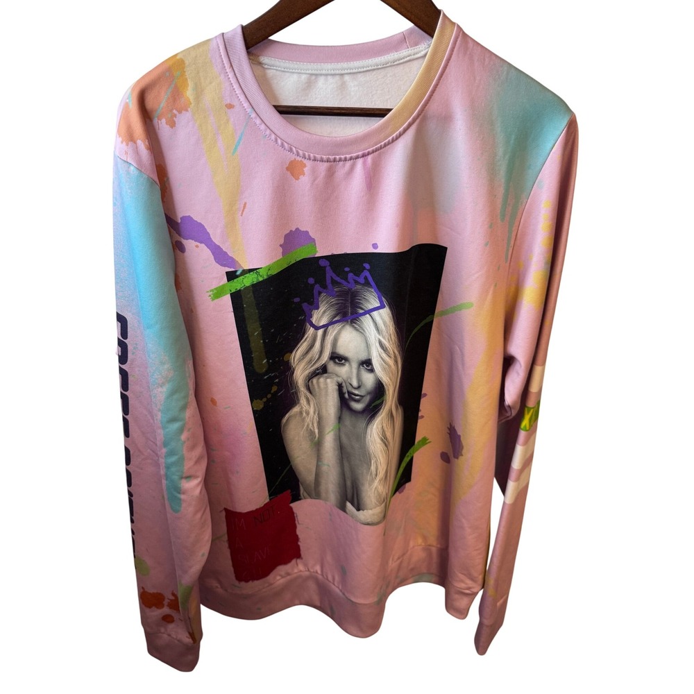 SALE Graphic Pink Pullover Pop Star Spears  Free Britney Size XL Sweatshirt